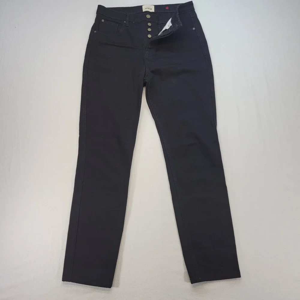 Sezane Denim Jeans Womens US 8 Black Straight Leg High Rise Button Fly Denim - Picture 1 of 11
